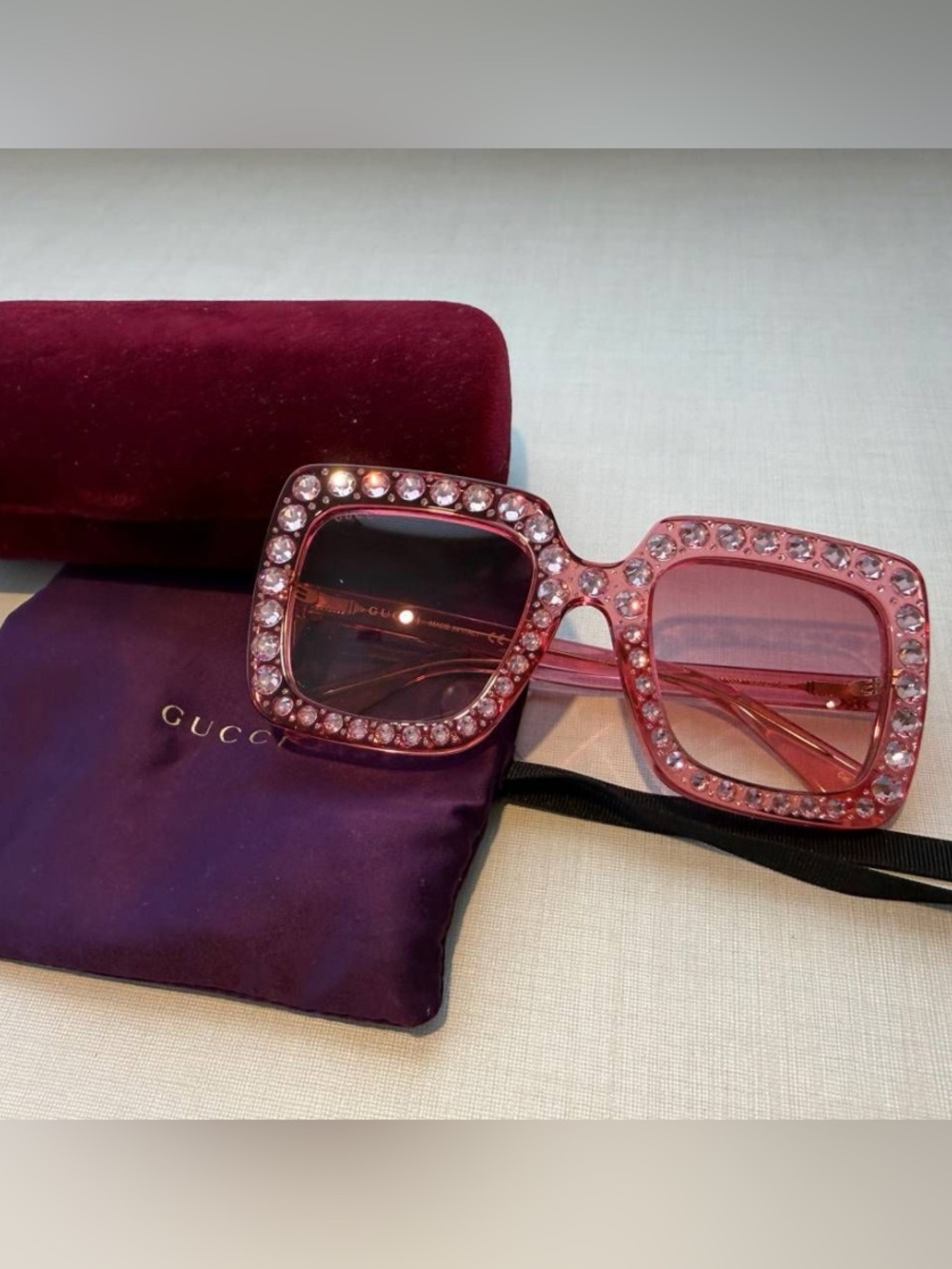 Pink Crystal Gucci Square Frame - Picture 2 of 11